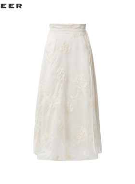 sdeer圣迪奥女装复古高腰绣花网纱新中式长裙S242Z1127