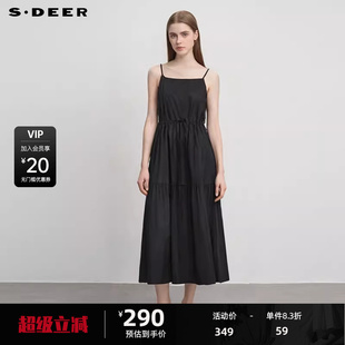 秋甜美收腰碎褶宽松吊带连衣裙S243Z12B2 sdeer圣迪奥女装