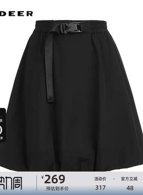 sdeer圣迪奥女装25年新品个性松紧拼接工装宽松短裙S252Z1301