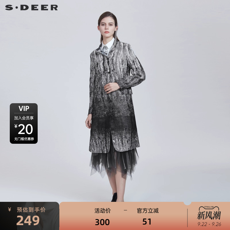 s.deer西装领墨晕染风衣