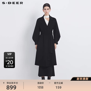 大衣S234Z1801 领收腰毛呢长款 sdeer圣迪奥女装 小香风西装
