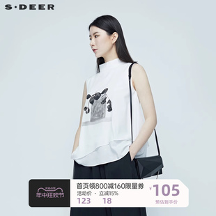 女装 立领印花无袖 圣迪奥 sdeer T恤S20280309