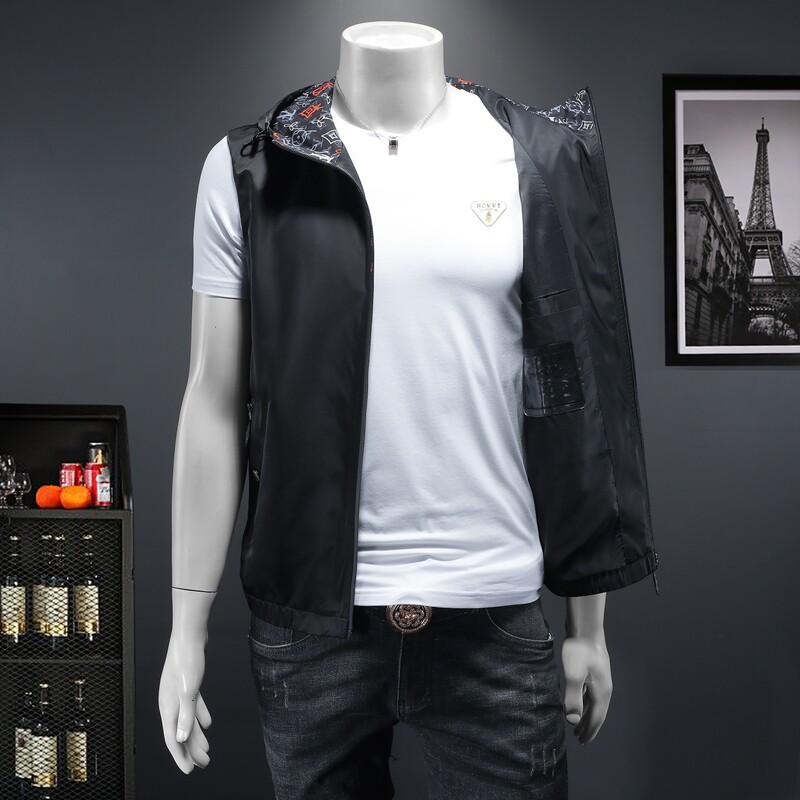 男士连帽马甲背心M-5XL钱塘6026-9006-P140（假模图）,男装背心/马甲,钱塘6026