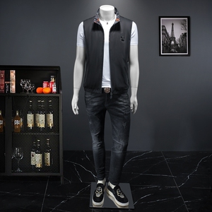 男士立领马甲背心   M-5XL 钱塘6026-9005-P135 假模图图片