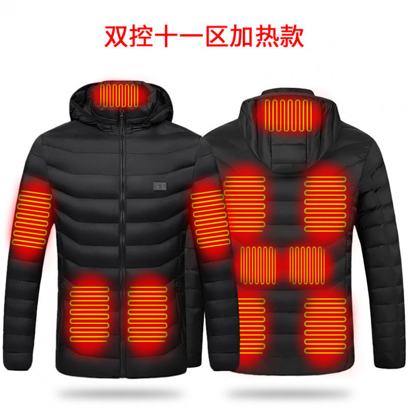 冬季加厚全身恒温保暖电加热棉服USB加热衣服男女款11区发热棉衣