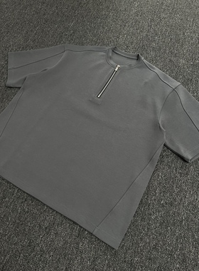 AMBSOM ZIPPER TEE *进口海岛棉300克透气抗皱软糯T恤 半拉链短袖