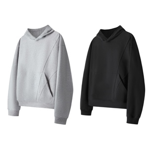 BOXY卫衣 Hoodie短宽廓形纯色连帽拼接螺纹基础 AMBSOM Boxy