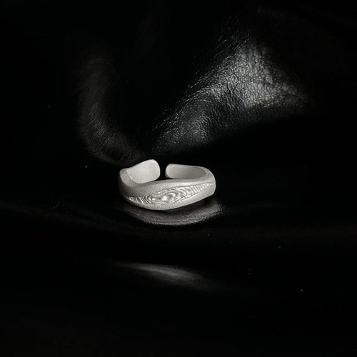 AMBSOM*拥抱一棵树烧白999足银开口可调节简约高级戒指男女同款