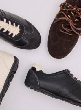 AMBSOM*真皮进口牛皮反绒德训鞋 复古舒适百搭 日常通勤男女