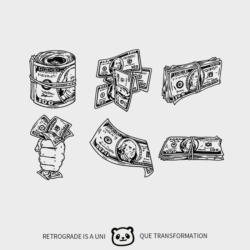 xm&xp 钞票美金纹身贴防水男持久小图手臂半永久仿真贴纸不反光女