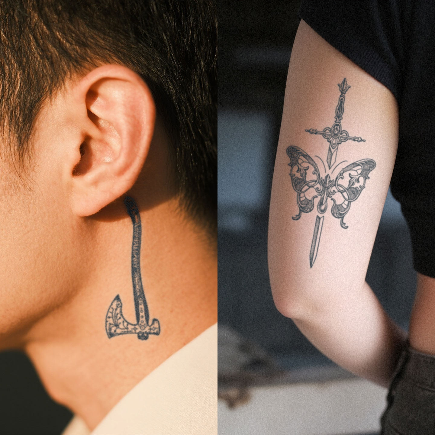 XMXP蝶与剑草本纹身贴女防水持久高级感果汁逼真手臂耳后锁骨腿部,家居饰品,其他贴饰,淘宝优惠券,粉丝福利购,淘宝优惠卷