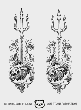 XM&XP 海神三叉戟草本纹身贴防水男持久手臂胸前果汁新款高级感20