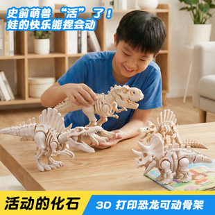 3D打印恐龙骨架模型可动关节儿童科学教育玩具仿真动物