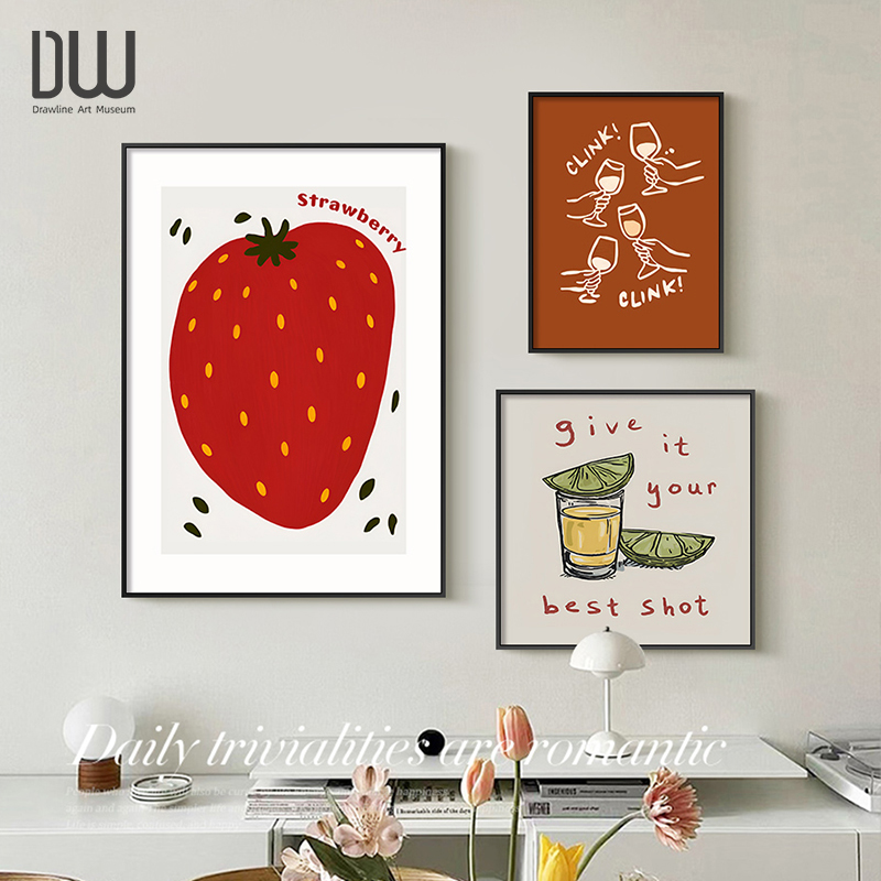 简约ins风餐厅可定制装饰画多巴胺水果客厅挂画日常氛围感摆画图片