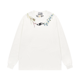 harshandcruel 领口花环logo项链刺绣新中式HACR长袖T恤打底内搭