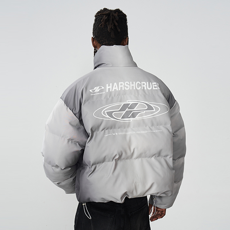 印花款休闲宽松面包羽绒服