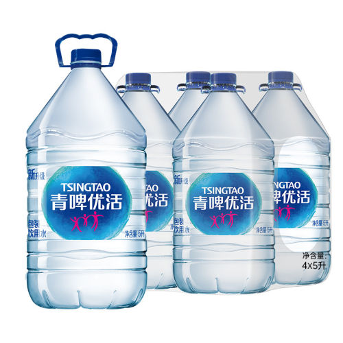 青啤优活包装饮用水5L*4桶*2箱整箱包邮大桶装水泡茶水非矿泉水