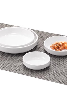 密胺韩式小菜盘子仿瓷餐具白色圆形小菜碟餐厅饭店小碟子窝盘商用