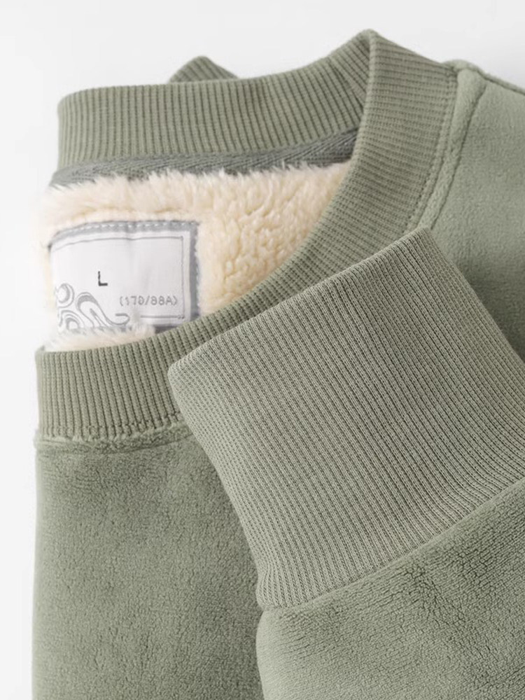 2025新款高端羊羔绒圆领卫衣男冬季加绒加厚双面绒保暖宽松外套