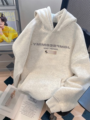2025新美国厚字母连帽运动衫，男女秋冬懒散风格羊毛衬里加厚上衣