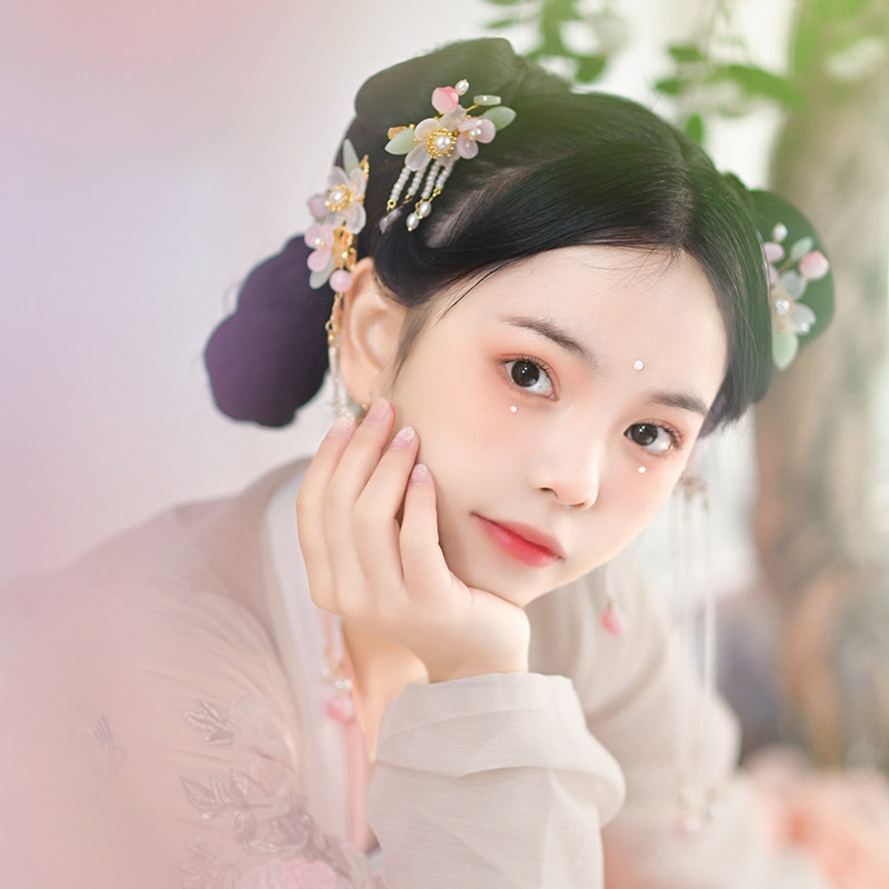 仙美古风桃子流苏发夹套装