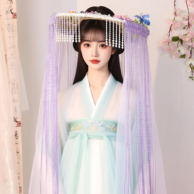 古风发饰帷帽长纱流苏蕾丝幕篱