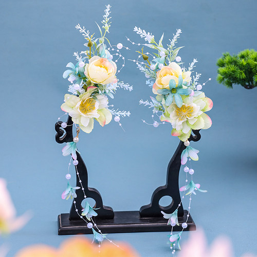 绢花发饰古风流苏发夹