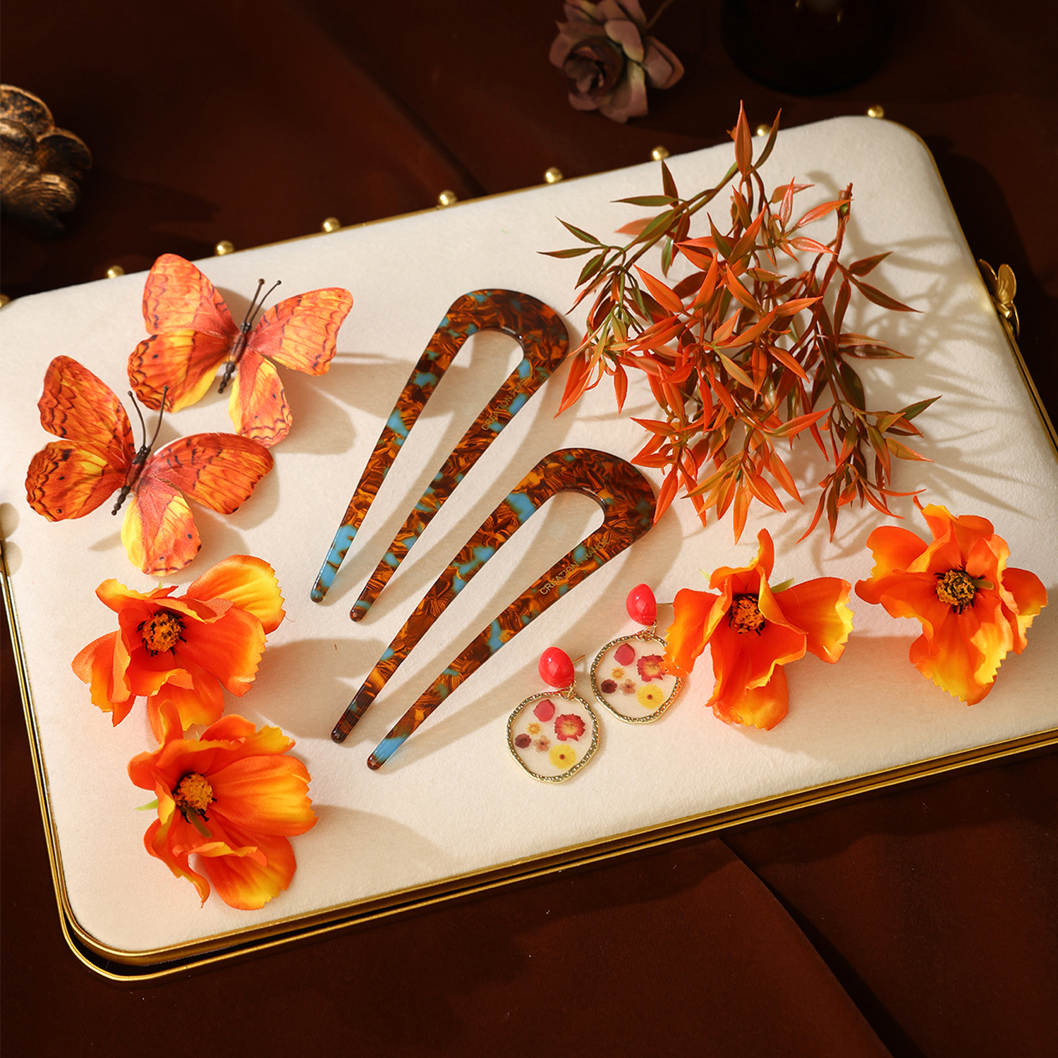 新中式晨袍造型发饰旅拍古风簪花