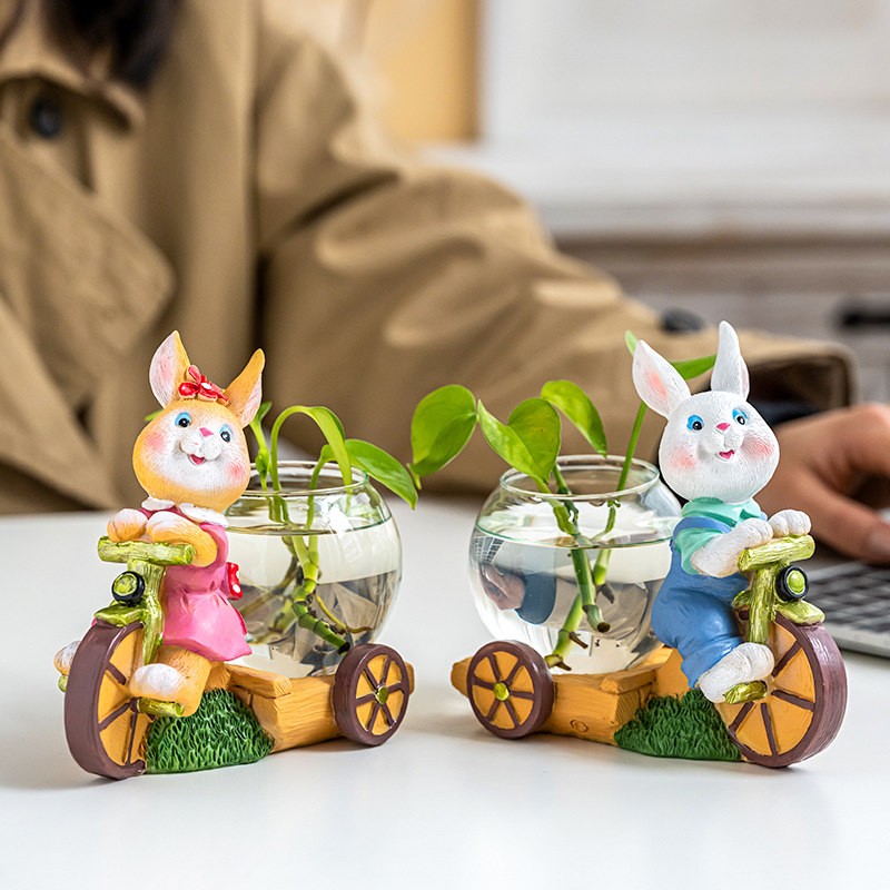 现代轻奢创意水培花瓶兔子摆件客厅插花北欧玄关电视柜餐桌装饰品,家居饰品,装饰摆件,淘宝优惠券,粉丝福利购,淘宝优惠卷