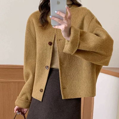 圆领短款2025秋冬新款韩系廓版长