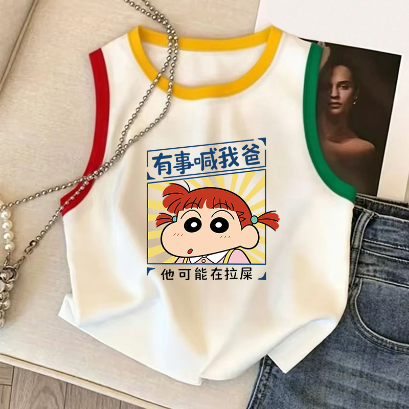 2026新款可爱男童女童潮流舒适趣味背心纯棉圆领无袖夏季背心短袖