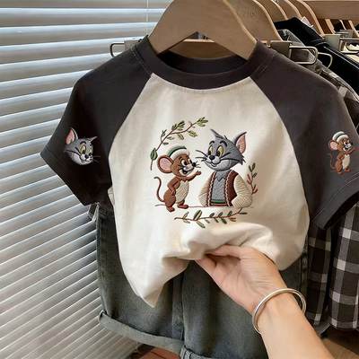 夏季短袖2026男女童卡通洋气休闲T恤中小童新款打底衫纯棉印花T恤