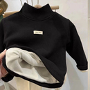 宝宝半高领男童女童加绒加厚长袖 保暖儿童装 T恤 德绒打底衫 秋冬装