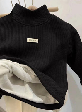 秋冬装德绒打底衫保暖儿童装宝宝半高领男童女童加绒加厚长袖T恤