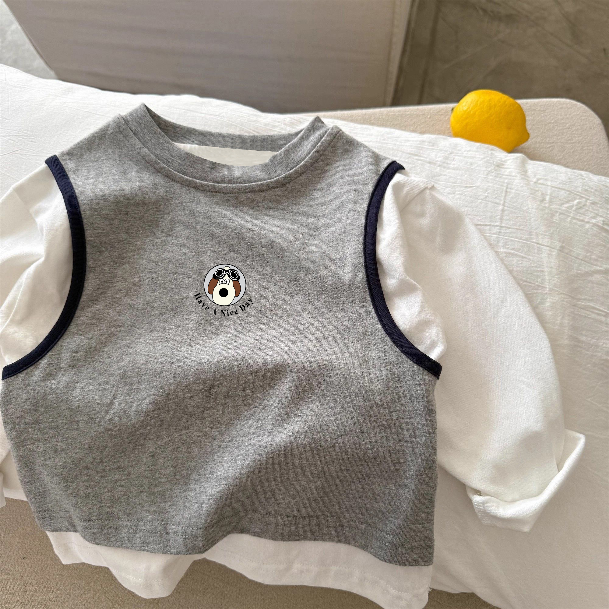 男童女童2025春秋新款长袖T恤休闲打底衫纯棉透气卡通趣味印花T恤