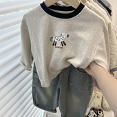 男女童长袖 儿童2025洋气上衣服宝宝卡通打底衫 纯棉T恤 新款 春秋季