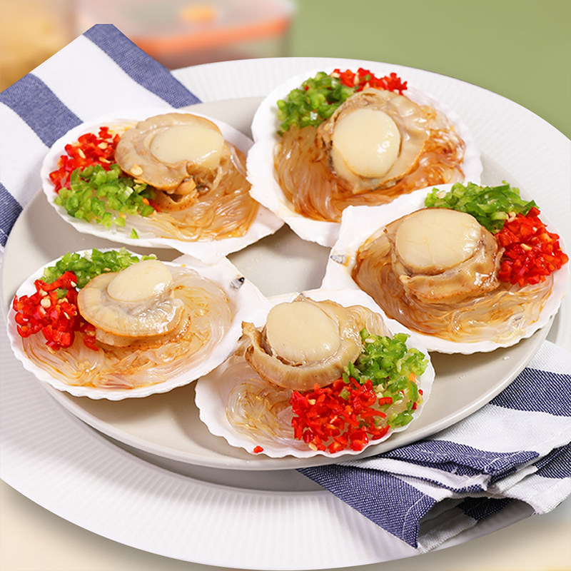 扇贝鲜活冷冻特大半壳商用新鲜虾夷贝粉丝大扇贝蒜蓉烧烤海鲜