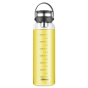 超大容量玻璃杯带刻度水杯1000ml便携单层耐热带盖防摔泡茶杯子2L