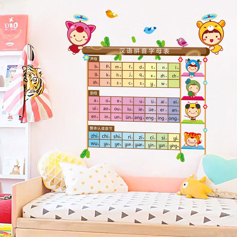 汉语拼音字母表早教学习儿童房宝宝卧室墙壁贴画卡通幼儿园墙贴纸