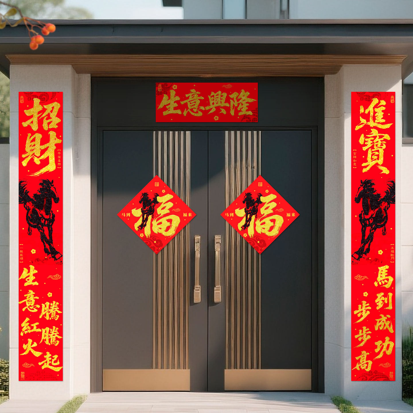 绒布对联2026年新款马年新年公司大门3米大尺寸生意兴隆高端春联