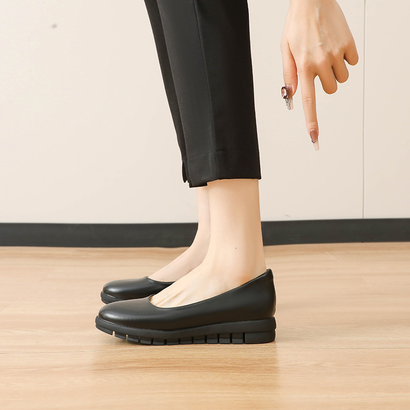 平底舒适通勤职业真皮不累脚软皮