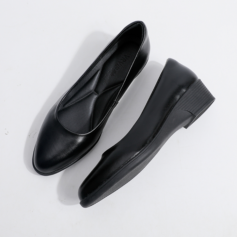 黑色真皮工鞋久穿不累脚职业女鞋