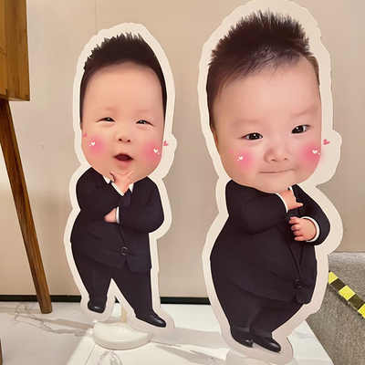 男孩迎宾牌宝宝周岁满月KT板大头