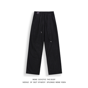 街头宽松运动裤 MEMZ抽绳百搭休闲长裤 复古直筒卫裤 男生美式 秋冬季