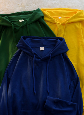 MEMZ港风宽松冬季保暖加绒百搭连帽卫衣潮牌简约纯色高街休闲卫衣