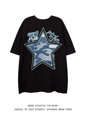 新款国潮美式街头字母印花短袖inst恤女半袖潮牌宽松百搭情侣上衣