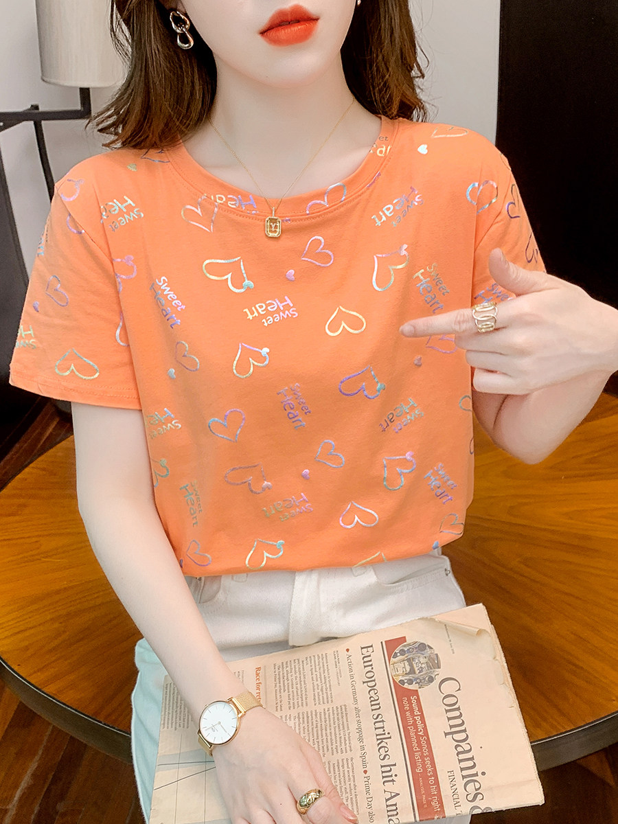 印花短袖T恤女2026夏季新款设计感小众休闲时尚女士减龄体恤上衣