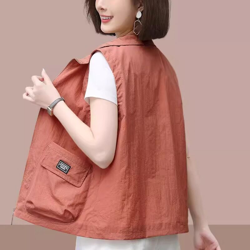 时尚马甲外套女夏季新款休闲百搭薄款小个子女士外穿背心马夹上衣