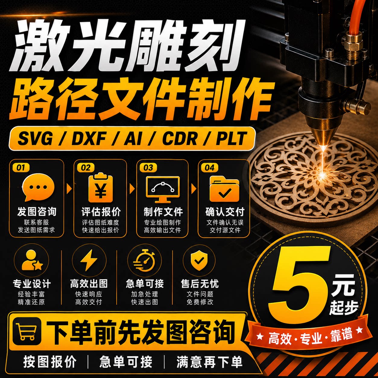 激光雕刻矢量图SVG DXF切商标logo设计