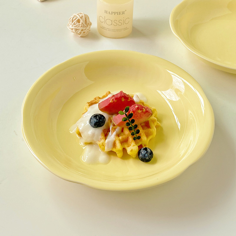 陶瓷深盘圆形奶油风盘子任何人群